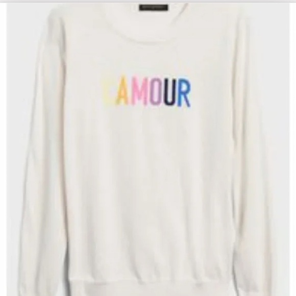 Banana Republic White L'amour Intarsia Crew-neck Sweater - Picture 1 of 5